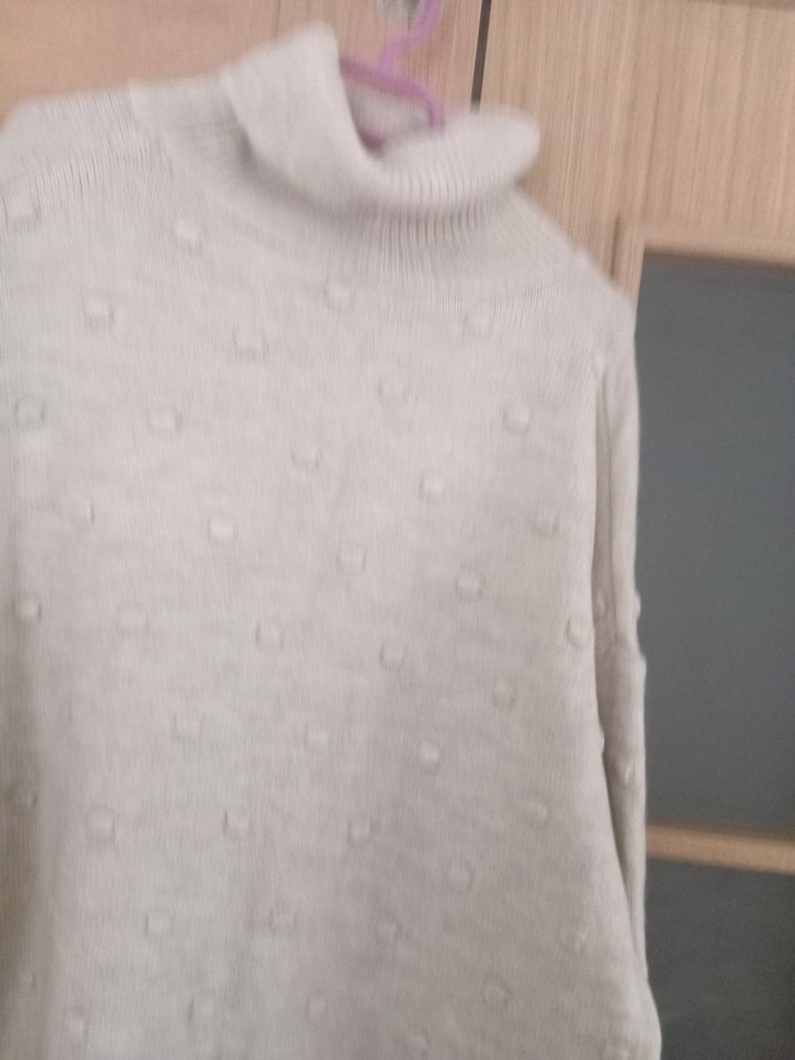 Gri Boğazlı Triko Midi Kadın Kazak - Görsel 5