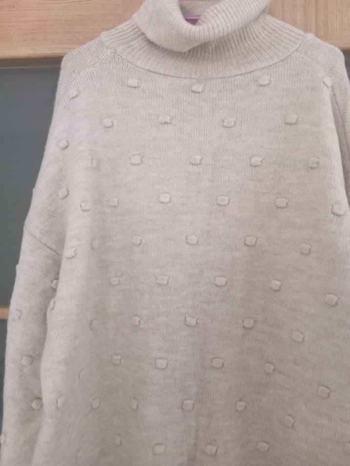 Gri Boğazlı Triko Midi Kadın Kazak - Görsel 3