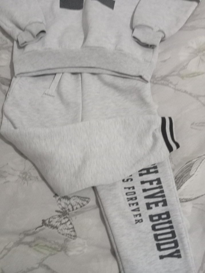 Gri Kapüşonlu Erkek Çocuk Eşofman Takımı - Görsel 2