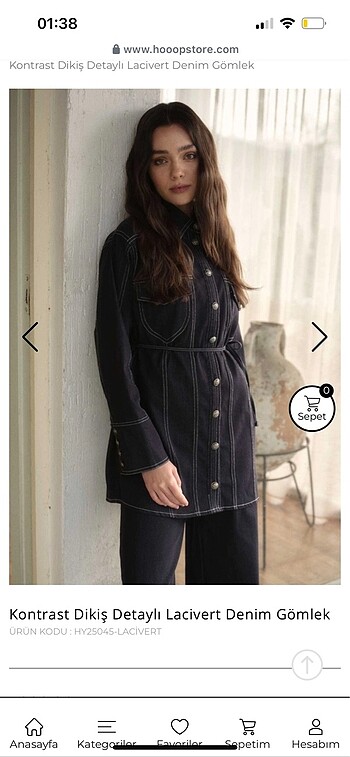 Hooopstore kontrast dikişli lacivert denim gömlek