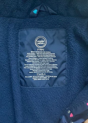 Kız Çocuk Kapüşonlu Desenli Mont - Görsel 3