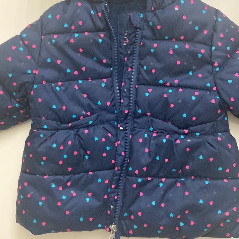 Kız Çocuk Kapüşonlu Desenli Mont - Görsel 2