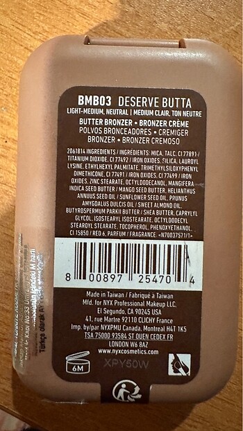 Beden Renk Nyx buttermelt bronzer deserved butta yeni