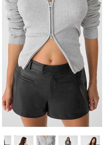 stradivarius Deri Mini Şort - Görsel 5