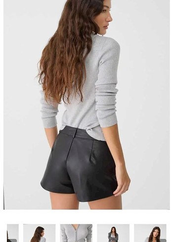Stradivarius stradivarius Deri Mini Şort
