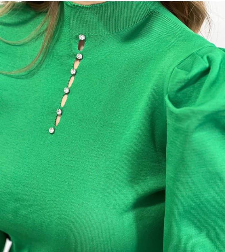 Beyaz Kadın Kürklü Modern Klasik Kazak - Görsel 4