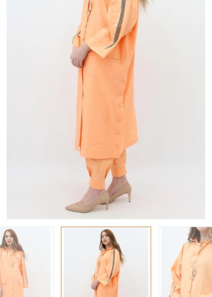 İkili kapşonlu tesettüre uygun şık takım - Görsel 3