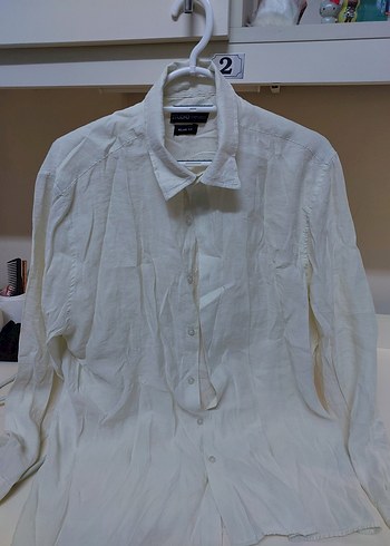 Sarımtrak keten kadın Gömlek Düğmeli Yakalı - Görsel 2