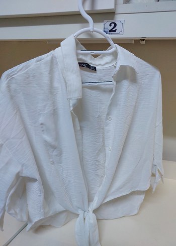 Beyaz Keten Yakalı Kısa Kollu Gömlek - Görsel 2