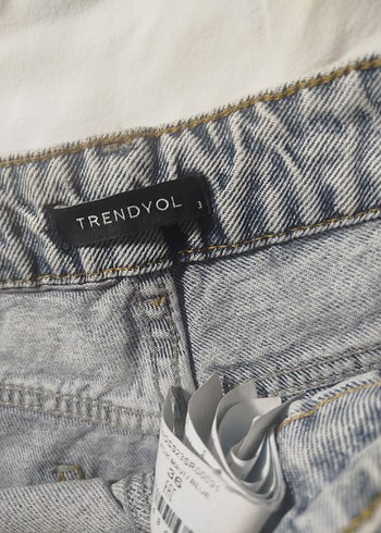 Gri kot Şort etek - Görsel 5