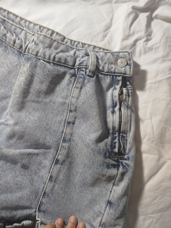 Gri kot Şort etek - Görsel 3