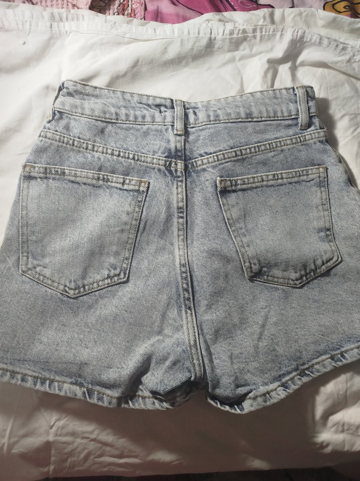 Gri kot Şort etek - Görsel 4