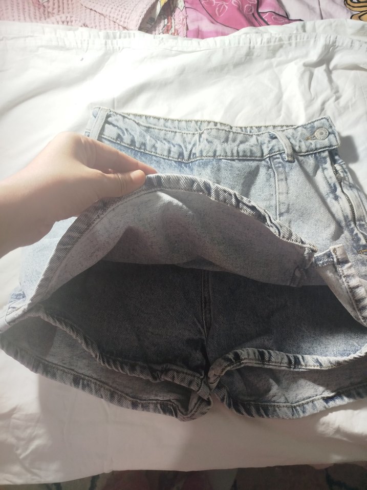 Gri kot Şort etek - Görsel 2