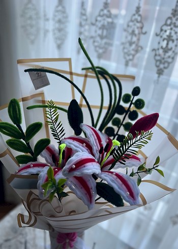 Beyaz Çiçek Buketi(el emeği Şönilden) - Görsel 4