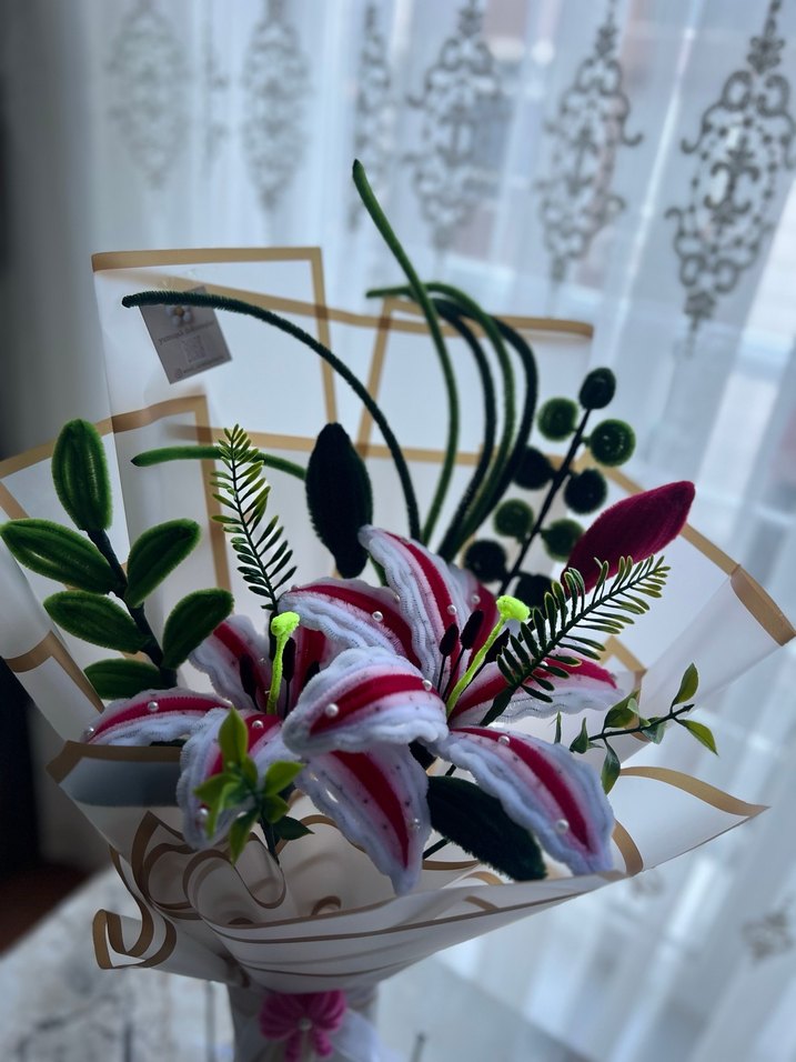 Beyaz Çiçek Buketi(el emeği Şönilden) - Görsel 4