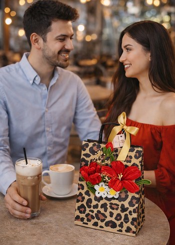 Kadın Leopar Desenli çiçekli Çanta - Görsel 2