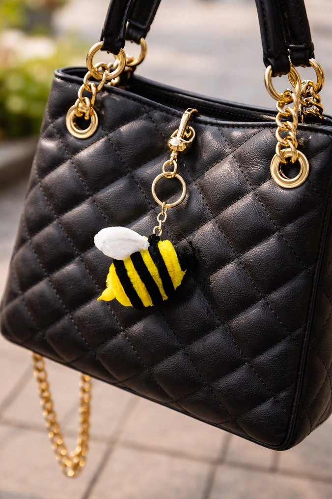 Sarı Zincir Detaylı Arı Anahtarlık - Görsel 2