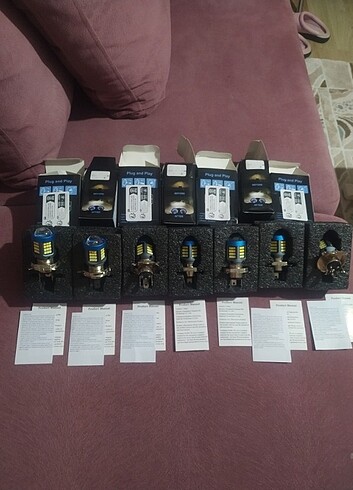 H6 H4 30000LM 2 adet sarı 2 adet beyaz 74 adet ledli Xeon far