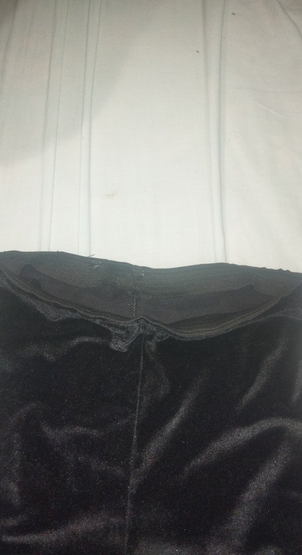 Siyah Drapeli Kadın Uzun kadife Pantolon - Görsel 2