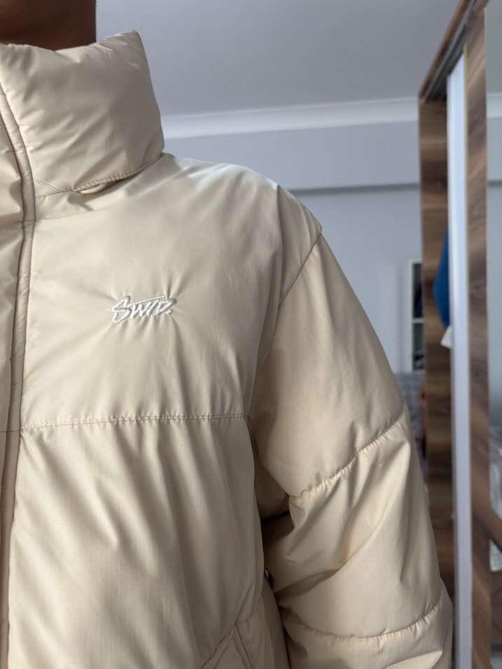 Pull Bear Krem Erkek Mont - Görsel 2