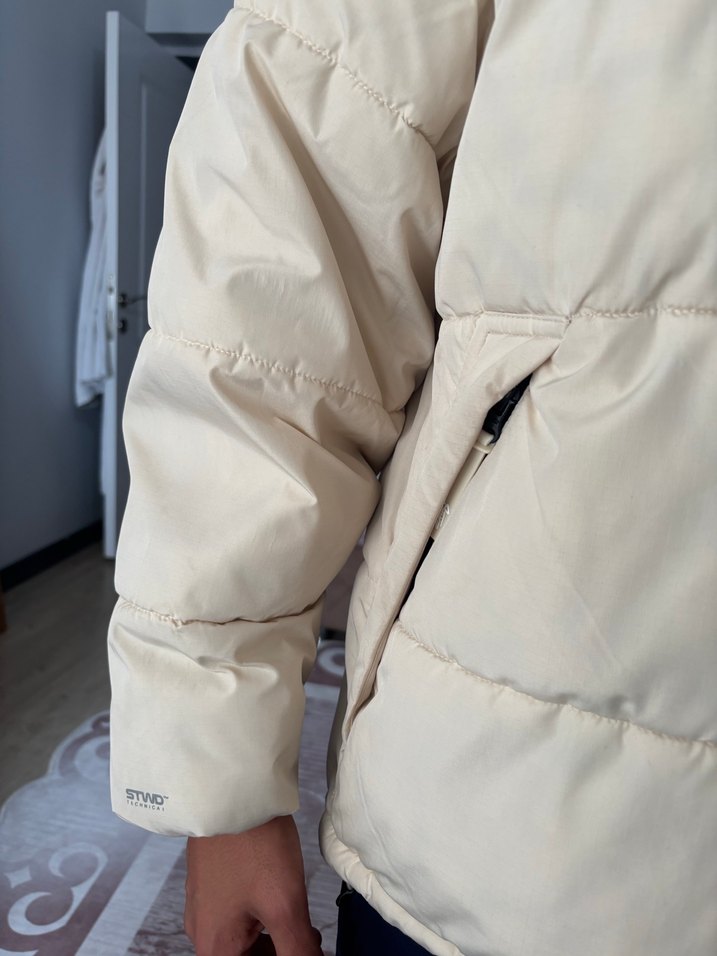 Pull Bear Krem Erkek Mont - Görsel 4