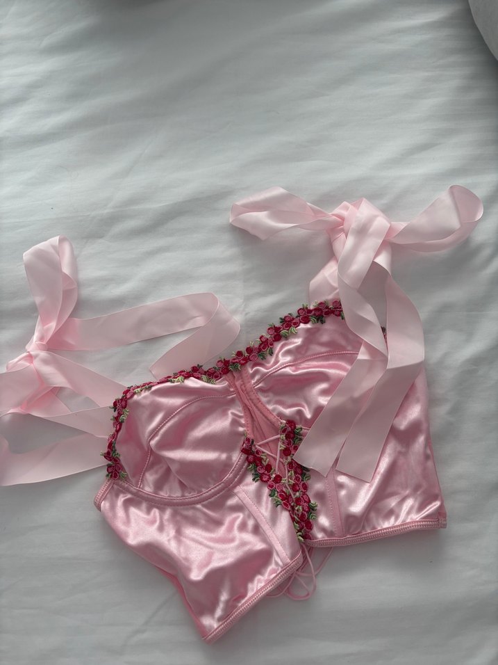 Dantel İşlemeli Straplez Mini Bustiyer - Görsel 3