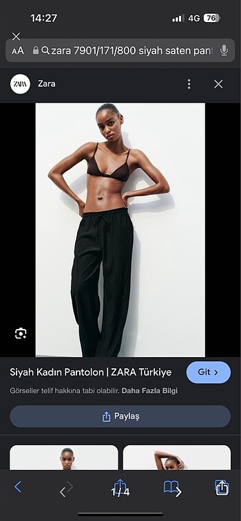 zara saten pantolon etiketli