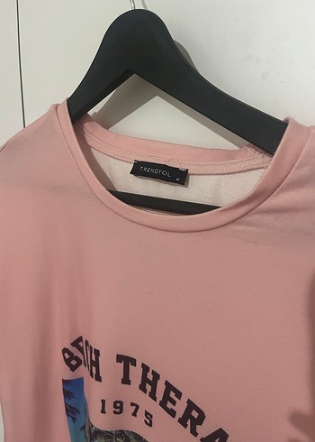 Pembe Baskılı Kadın OversizeTişört - Görsel 2