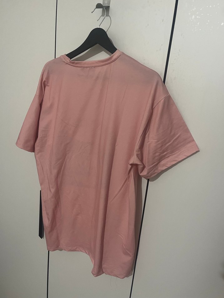 Pembe Baskılı Kadın OversizeTişört - Görsel 3