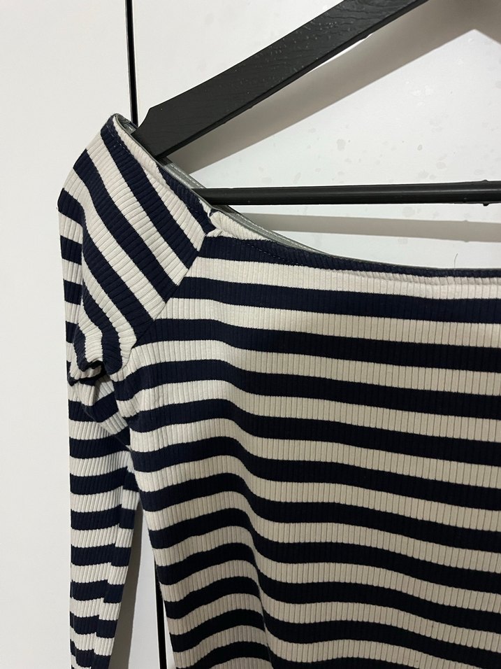 Uzun Kollu Çizgili Kadın Bluz - Görsel 3