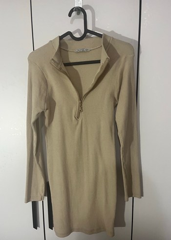 Bej Mini Elbise - Görsel 2