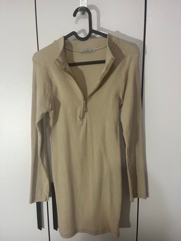 Bej Mini Elbise - Görsel 2