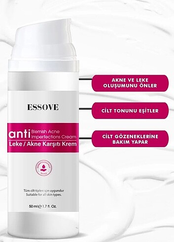 Diğer ESSOVE akne ve leke karşıtı krem 50ml