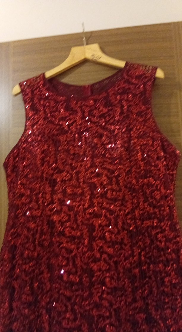 Bordo Uzun payetli Kadın Abiye Elbise - Görsel 3