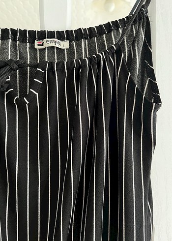 Kadın Siyah Çizgili Mini Tulum - Görsel 3