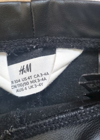 3/4 yaş Hm Kız Çocuk Siyah Deri Tayt - Görsel 2