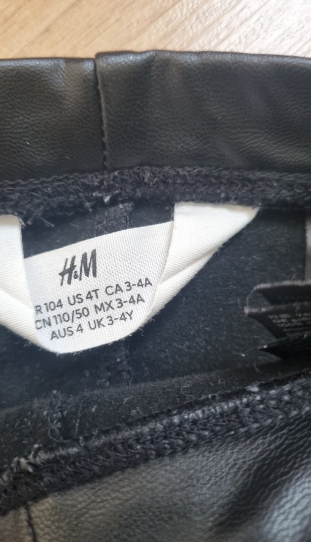 3/4 yaş Hm Kız Çocuk Siyah Deri Tayt - Görsel 2