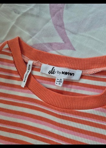 Çizgili Midi Kısa Kollu Elbise - Görsel 4