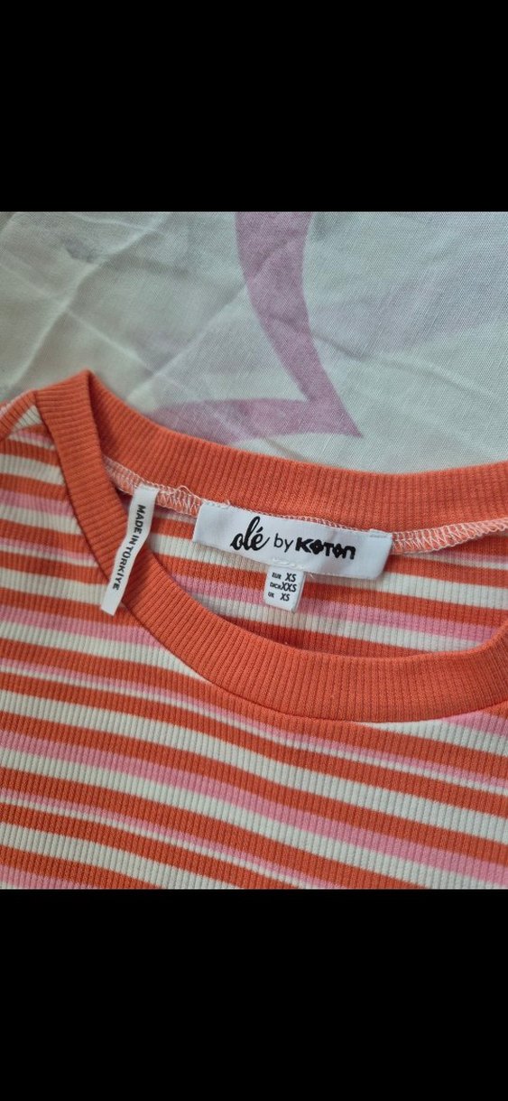 Çizgili Midi Kısa Kollu Elbise - Görsel 4