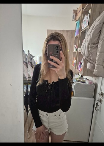 Siyah Trendyolmilla Uzun Kollu bağlama detaylı Bluz - Görsel 3