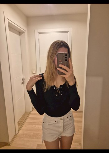 Siyah Trendyolmilla Uzun Kollu bağlama detaylı Bluz - Görsel 6