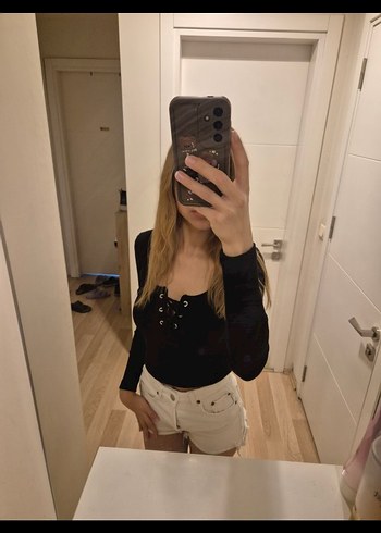 Siyah Trendyolmilla Uzun Kollu bağlama detaylı Bluz - Görsel 2