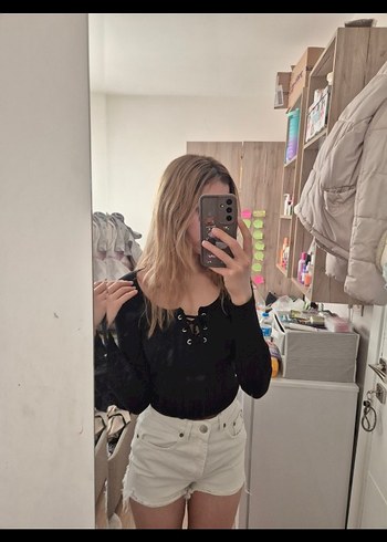 Siyah Trendyolmilla Uzun Kollu bağlama detaylı Bluz - Görsel 4