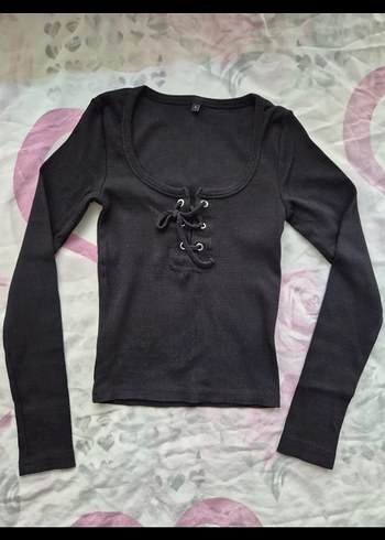 Siyah Trendyolmilla Uzun Kollu bağlama detaylı Bluz - Görsel 7