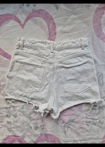 Zara beyaz kot şort - Görsel 8