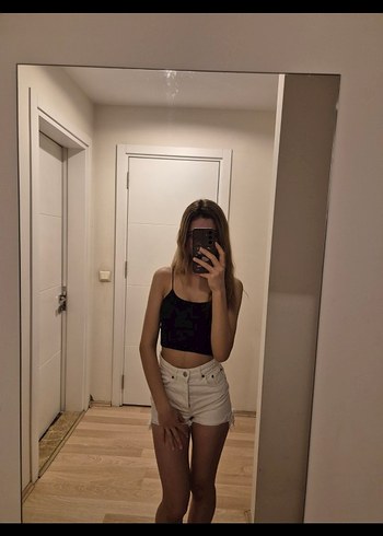 Zara beyaz kot şort - Görsel 3