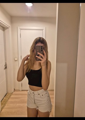 Zara beyaz kot şort - Görsel 4