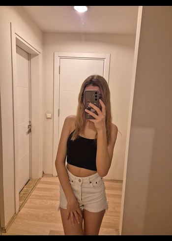 Zara beyaz kot şort - Görsel 5