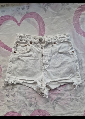 Zara beyaz kot şort - Görsel 6