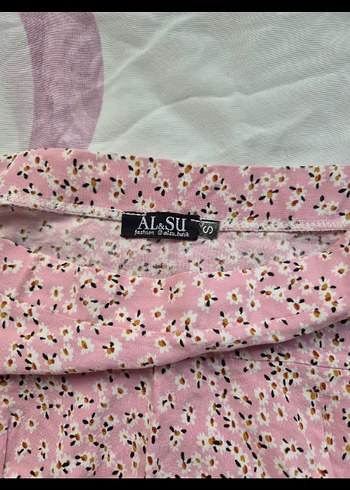 Pembe Çiçek Desenli Mini Şort Etek - Görsel 4